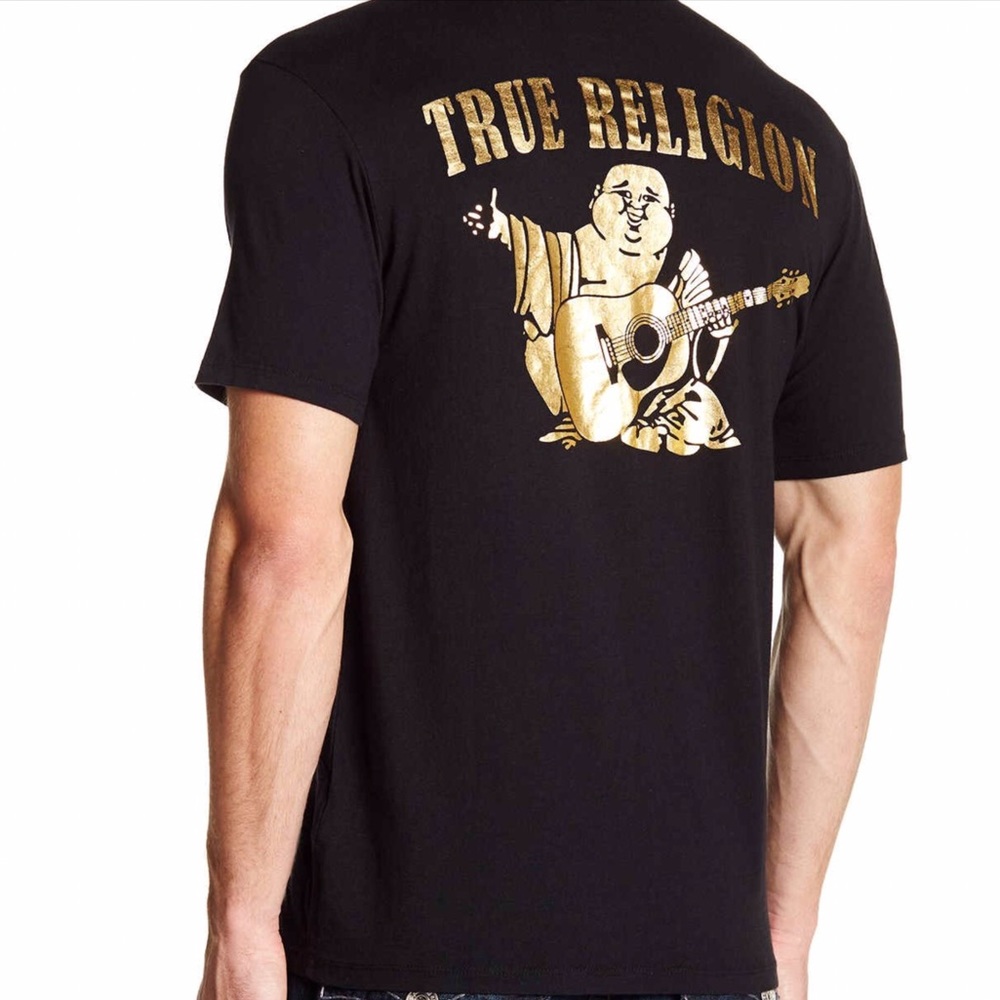 NWT True Religion Gold Buddha T-Shirt in Black